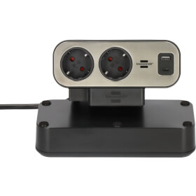 brennenstuhl Tischsteckdosenleiste estilo Duplex mit 1x USB C, 1x USB A, 9x Schutzkontakt-Steckdosen