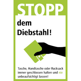 Hinweisschild Stopp dem Diebstahl