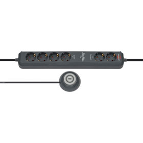 brennenstuhl Eco - Line Comfort Switch Plus EL CSP 24 Steckdosenleiste 6 - fach mit beleuchtetem Fußschalter zum bequemen Ein - und Ausschalten