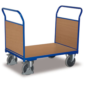 VARIOfit Transportwagen mit Holzwänden Doppel - Stirnwandwagen, mit Ladefläche und Stirnwand aus stabieler MDF - Holzplatte
