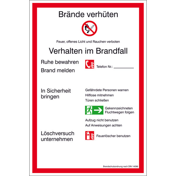 Brandschutzordnung Aushange Und Verhaltensregeln Online Shop