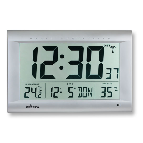 Peweta LCD Digital-Funkwanduhr großes LCD Display: Ziffernhöhe 110 mm mit  autom. Zeiteinstellung kaufen